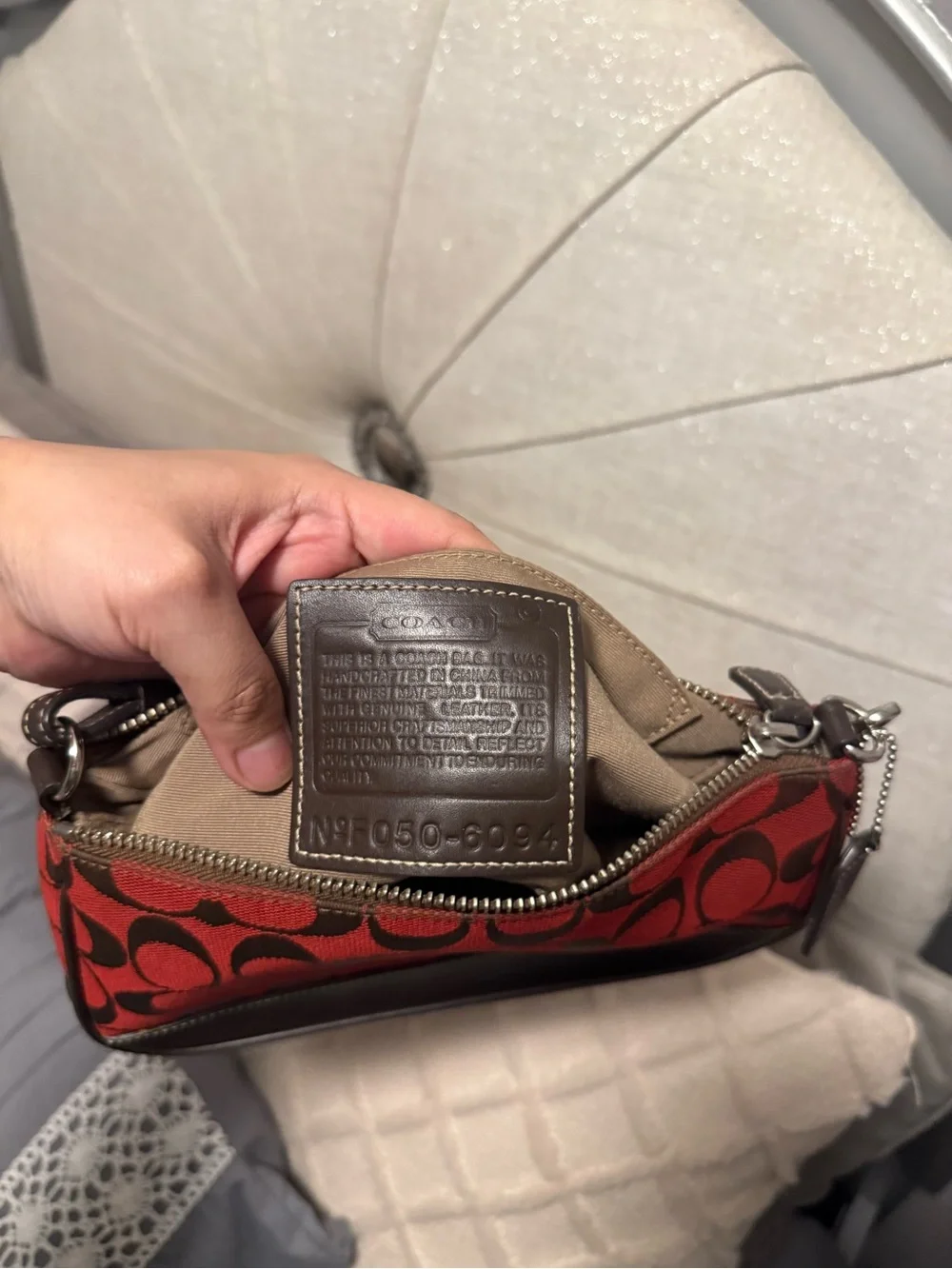 Rare Vintage Coach Red Signature Print Demi Shoulder Bag